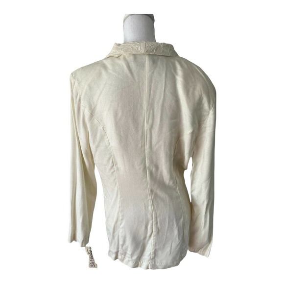 NWT By Choice Off White Single Button Long Lace Lined VTG Blazer Size Large - Picture 2 of 6